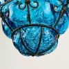 Original Venetian Blue Murano Caged Glass Pendant Lamp, Italy 1950s