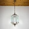 Vintage bronze pendant lamp, in style of Pietro Chiesa For Fontana Arte, Italy, 1950s