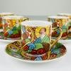 Japanese Lithophane Geisha porcelain coffee set of 5, 1950s