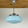 Vintage blue glass pendant lamp, Italy 1950s