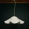 Vintage swirl white Murano glass pendant lamp, Italy 1970s