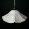 Vintage swirl white Murano glass pendant lamp, Italy 1970s