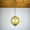 Vintage yelllow murano sphere ball pendant lamp Italy 1970s