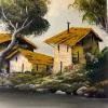 Original Large Landscape Oil Painting by G. Taverna (1814-1878), Signed, Swiss, the 19century, Vintage Art