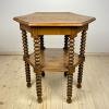 Antique Hexagonal Walnut Side Table, Italy, the Early 20th Century, Bobbin Turned Legs