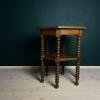 Antique Hexagonal Walnut Side Table, Italy, the Early 20th Century, Bobbin Turned Legs
