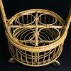 Vintage bamboo & rattan round service bar cart, Italy 1960s
