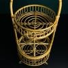 Vintage bamboo & rattan round service bar cart, Italy 1960s