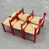 Set Of 6 Red Chairs mod. Padova By Hank Lowenstein, Italy 1970s