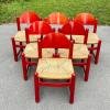 Set Of 6 Red Chairs mod. Padova By Hank Lowenstein, Italy 1970s