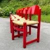 Set Of 6 Red Chairs mod. Padova By Hank Lowenstein, Italy 1970s