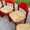 Set Of 6 Red Chairs mod. Padova By Hank Lowenstein, Italy 1970s