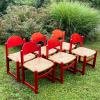 Set Of 6 Red Chairs mod. Padova By Hank Lowenstein, Italy 1970s