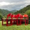 Set Of 6 Red Chairs mod. Padova By Hank Lowenstein, Italy 1970s