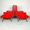 Set of 2 vintage red lounge chair Italy 1950s