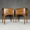 Pair of Vintage wood nightstands Italy 1950s venetian wooden bedside table