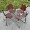 Set of 4 mid-century chrome dining chairs Bologna Italy 1960s Italian modern Gastone Rinaldi Style