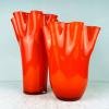 Pair of orange murano glass vases Fazzoletto Italy 1990s