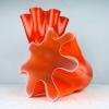 Pair of orange murano glass vases Fazzoletto Italy 1990s