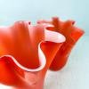 Pair of orange murano glass vases Fazzoletto Italy 1990s