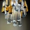 Vintage cascade Murano glass Crystal Prism Chandelier from Venini Italy 1960s
