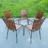 Set of 5 metal leather dining chairs Italy 1970s