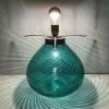 Large Murano green table lamp Italy 1970s Mid-century Italian modern Swirl murano lamp