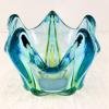 Blue-green murano glass vase Italy 1980s vintage art murano glass mid-century decor