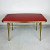 Vintage coffee table Italy 1950s Brass and Glass Red and Gold Art deco Italian Modern