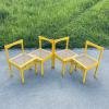 Set of 4 vintage yellow dining cane chairs Italy 1970s Scandinavian Design Mid-century Mesh Chairs