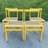 Set of 4 vintage yellow dining cane chairs Italy 1970s Scandinavian Design Mid-century Mesh Chairs