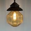Mid-century glass metal pendant lamp ISMOS Italy 1980s Vintage ceiling lamp
