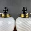 Pair of vintage swirl murano glass table lamps Italy 70s Retro white gold night table lamps space age mid-century lighting