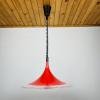 Mid-century red plastic pendant lamp Albatros Meblo Yugoslavia 1970s Space age atomic