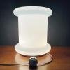 Mid-century floor lamp white glass Italy 1970s space age vintage bedside lamp cylinder