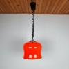 Vintage red glass pendant lamp Italy 1960s space age mid-century lighting