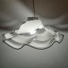 XL white choco murano glass pendant lamp Italy 1970s Mid-century lighting Retro murano