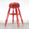 Mid-century red wood stool Yugoslavia 60s retro home decor vintage tabouret