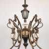 Vintage 6 arm porcelain bronze chandelier Compagnie Nationale De Porcelaine France 1950s Bronze lamp Mid-century lighting