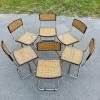 Set of 6 mid-century cane dining chairs Cesca style Italy '80s Cantilever Office Dining Chair Bauhaus Modern