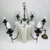 Vintage bronze chandelier Italy 1960s Victorian Art Deco Italian lighting