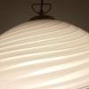 XXL Mid-century murano glass pendant lamp Italy 1970s Retro Lighting White Gold Swirl lamp
