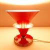 Vintage red table lamp Italy 50s Stilnovo era Mid-century design Modern enameled metal cone lamp
