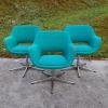 1 of 3 Mid-century office chair Stol Kamnik Yugoslavia 70s Retro desk chair Green Blue Original Textile Egg Chair Vintage Swivel Easy Chair