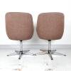 1 of 2 Mid-century office chair Yugoslavia 1970s Retro home office Egg lounge chair Brown Original Textil Swivel chrome metal leg