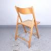 1 of 2 Retro folding chairs with rattan seat Italy 70s Mid-century wooden furniture