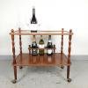 Retro serving bar cart Italy 80s Mid-century drink table Wood trolley bar