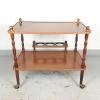 Retro serving bar cart Italy 80s Mid-century drink table Wood trolley bar