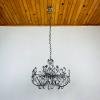 Mid-century metal crystal chandelier Italy 1970s Sciolari style