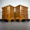 Pair of vintage wood bedside stands Italy 1950s wooden nightstands